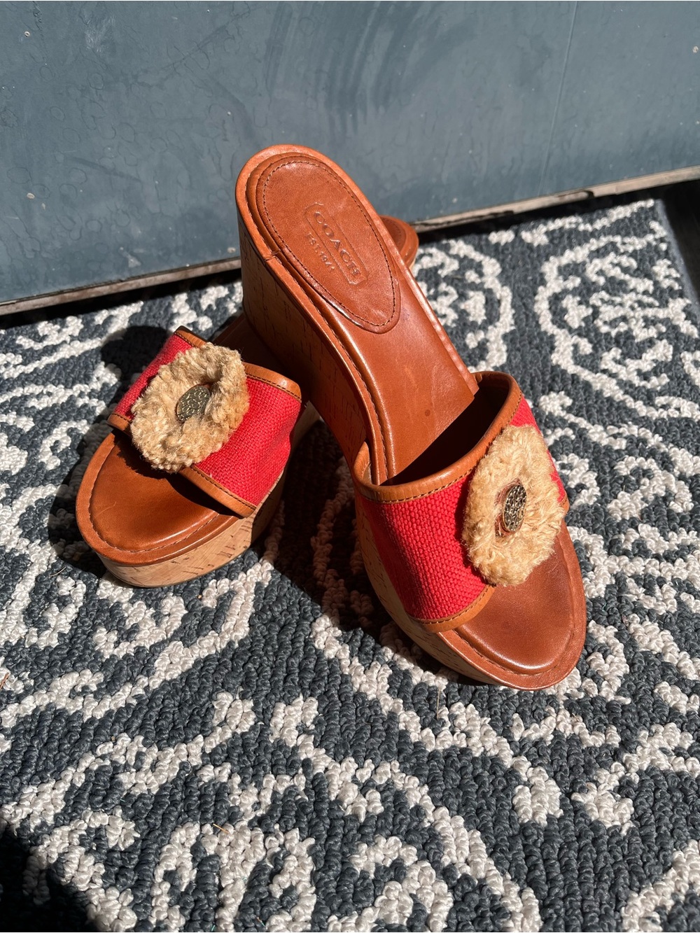 Vintage Coach Cork Wedge Sandals